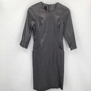 Tom and Linda Platt gray silver shift dress shimmery sateen gray retro new 6
